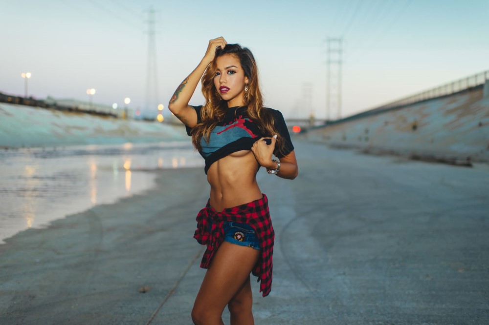 Sexy Stacy goes topless in this L.A. river photoshoot