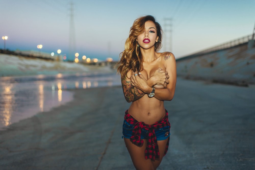 Sexy Stacy goes topless in this L.A. river photoshoot