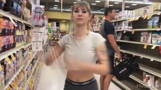 Busty Blonde Flashing At The Grocery Store!